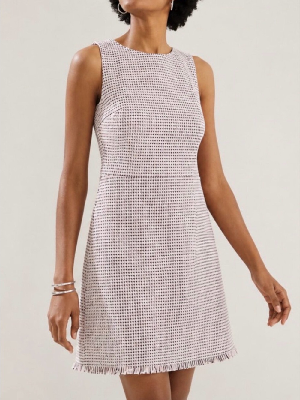 NWT LOFT Tweed Jacquard Fringe Hem Dress - Size 4